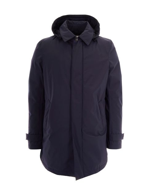 Technical Polyester with Removable Hood Down Jacket — Blue