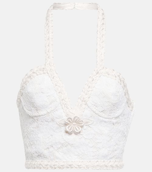 Lace bustier halter top