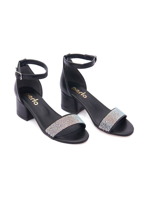 Rhinestone block-heel sandals - Black
