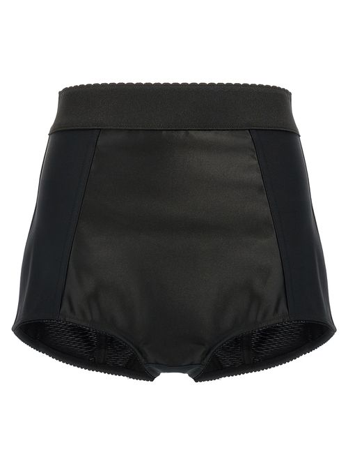 Satin High-Waisted Bermuda Shorts — Black