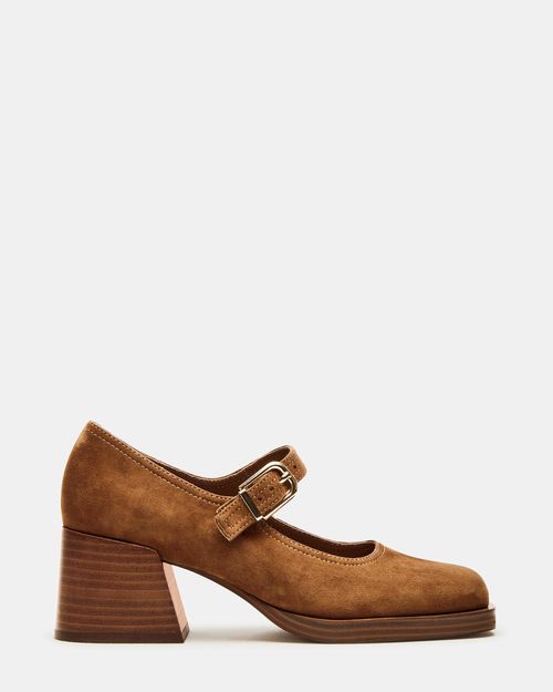 Steve Madden Women's Lisbon Block Heel Loafers - Chestnut Suede - - Leather
