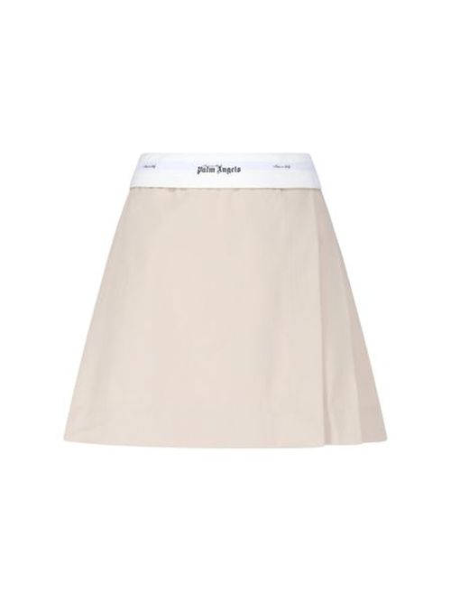 Palm Angels Logo Detailed Pleated Mini Skirt