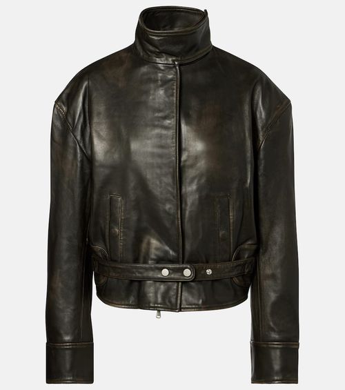 Burnished Eddie leather bomber jacket