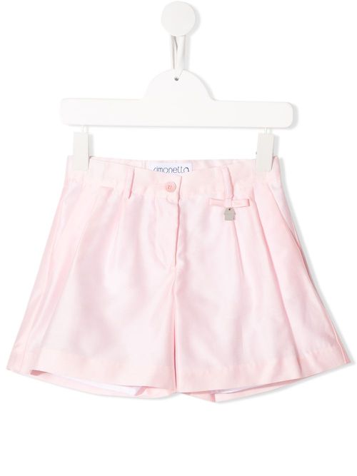 Pleated detail high-waisted shorts - Pink