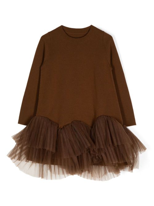 A-cut long-sleeved dress - Brown