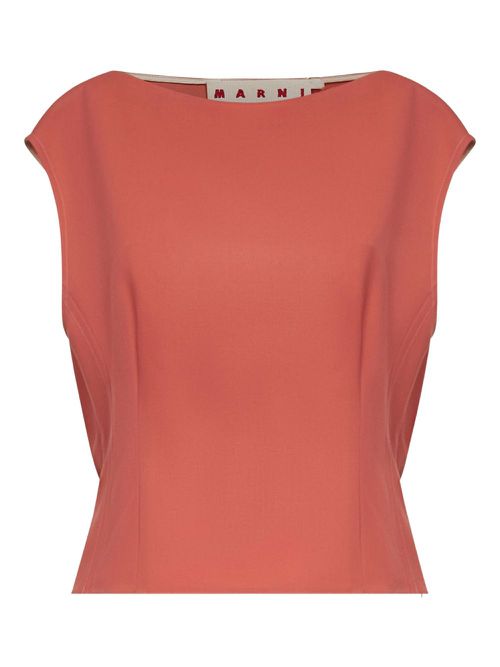 Boat-neck gathered top - Orange