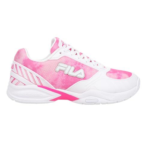 Fila Volley Zone Tie Dye Womens Pickleball Shoe Pink Glo/White/Metallic Silver (us_Footwear_Size_System, Adult, Women, Numeric, Medium, Numeric_8_Point_5)