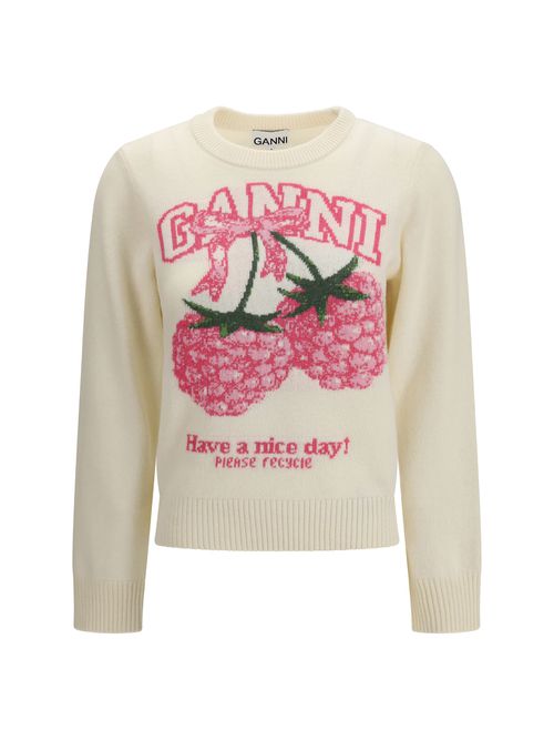 Crewneck Sweatshirt With Raspberries Print