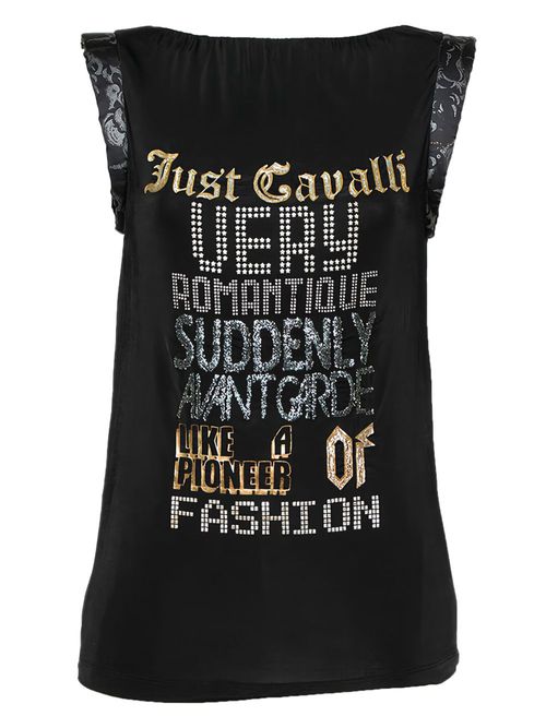 Sequin-embellished graphic top - Black
