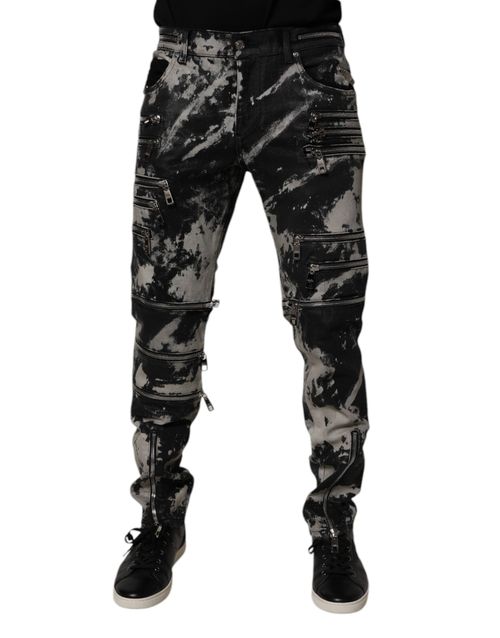 Tie-Dye Skinny Jeans — Black