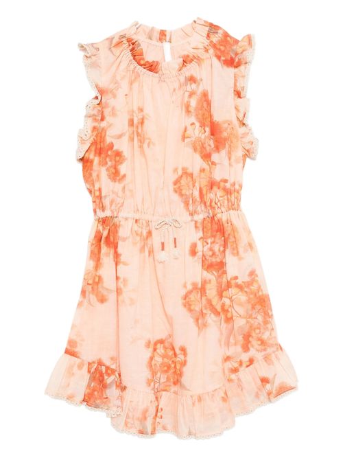 Gathered Frills Mini Dress with Drawstring Waist