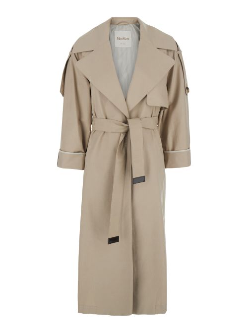 Cotton Blend Trench Coat — Beige