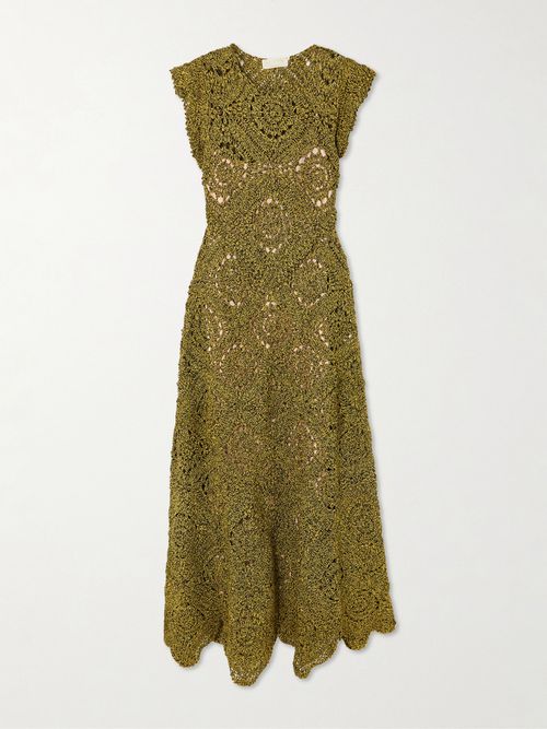 Annalisa Crocheted Cotton Maxi Dress - Green