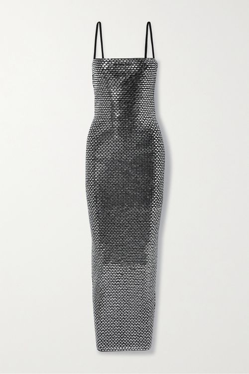 Kyree Crystal-embellished Cotton And Cashmere-blend Maxi Dress - Black