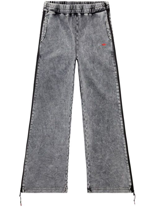 Elasticated-waist straight-leg trousers - Grey