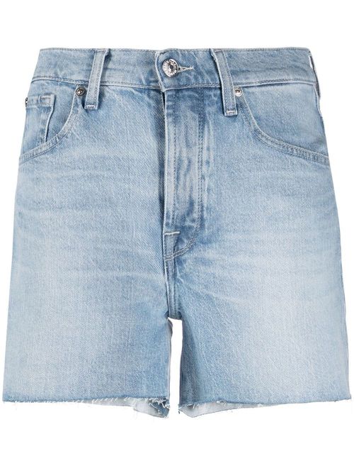 Raw-cut hem shorts - Blue