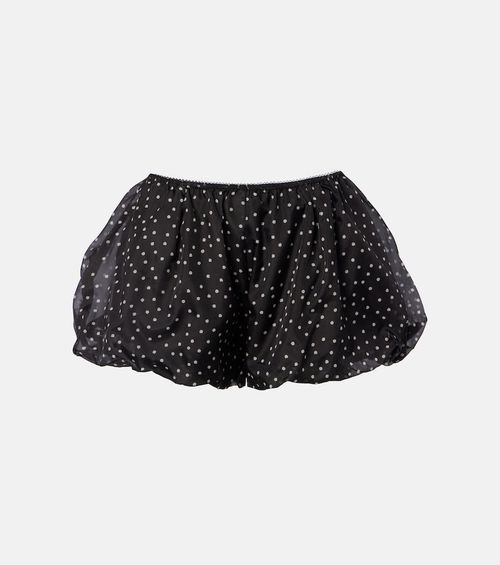 Polka-dot high-rise silk shorts