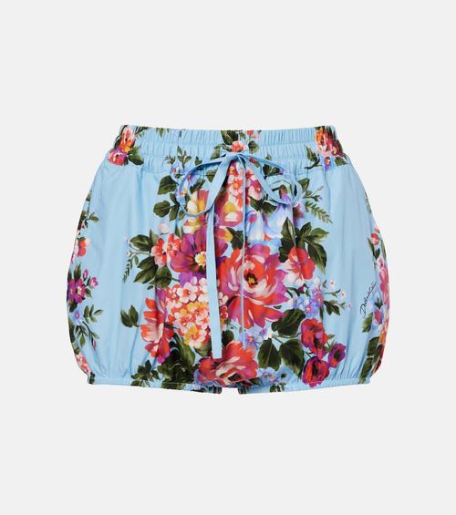 Floral cotton poplin shorts