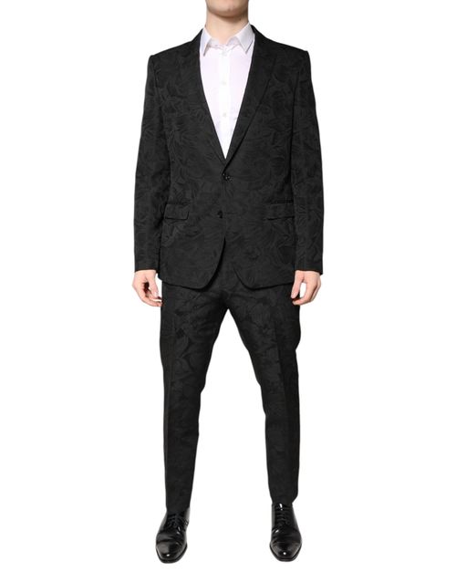 Floral Jacquard Suit — Black