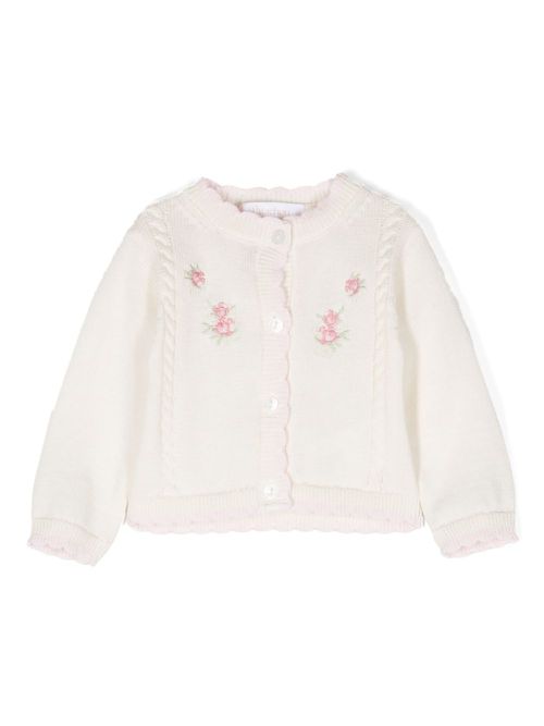 Floral-embroidered cardigan - Neutrals