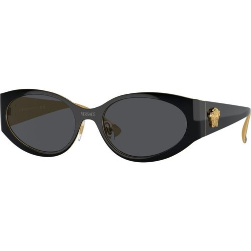 Versace Woman Versace VE2263 143387 Sunglasses Metal Black Grey Round Norma