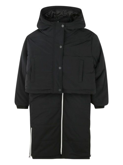 Detachable puffer jacket parka coat - Black