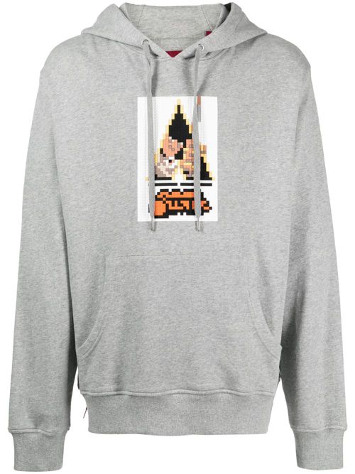 Clock Is Working graphic-print cotton hoodie - Grey