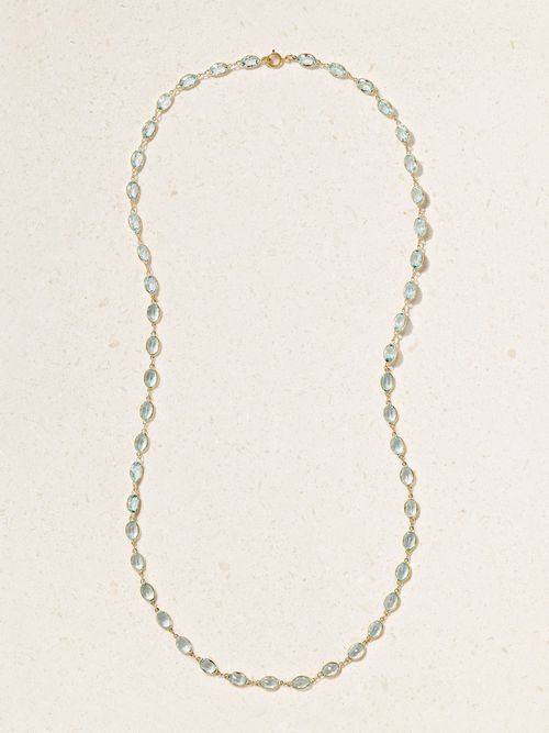 Chakra Gold Aquamarine Necklace - One size