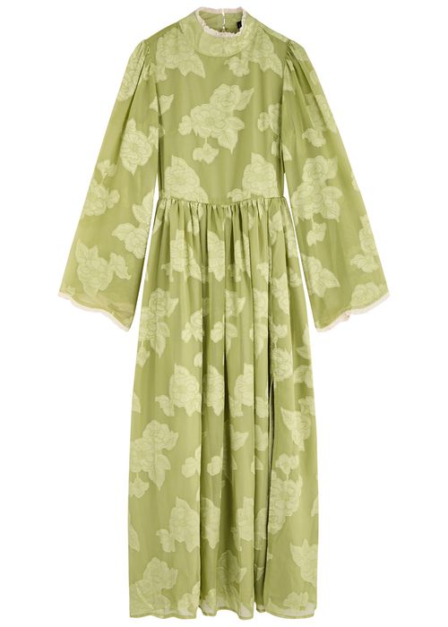 Sister Jane Emile Floral-jacquard Chiffon Midi Dress