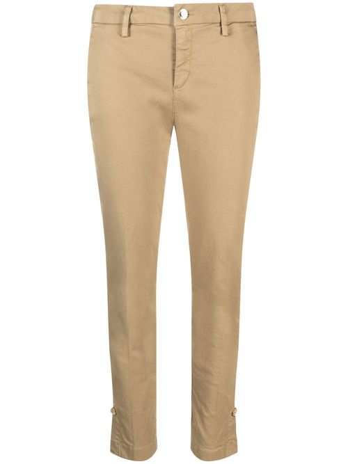 Cotton tapered slim-cut trousers - Neutrals