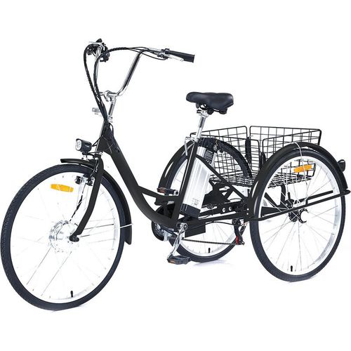 Garvee Adult Tricycle, 7 Speed Tricycle for Adults, 26 inch 3 Wheel Bikes for Adults with Baskets, Adult Tricycles for Women Seniors Men, Three Wheel Bike for Adults, 330 lb Black