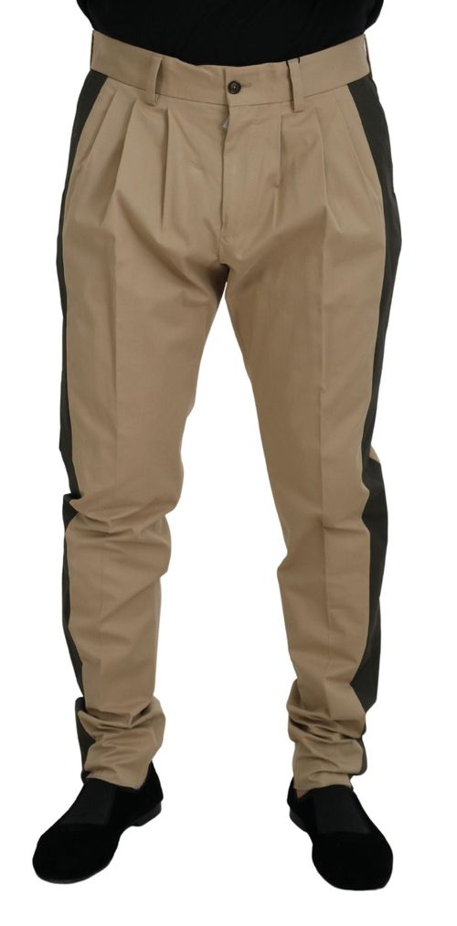 Colorblock Cotton Trousers — Beige