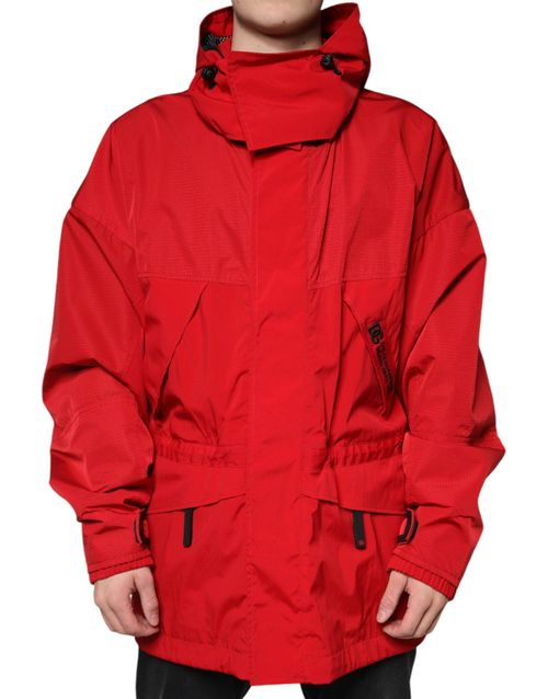 Hooded Nylon Parka — Red