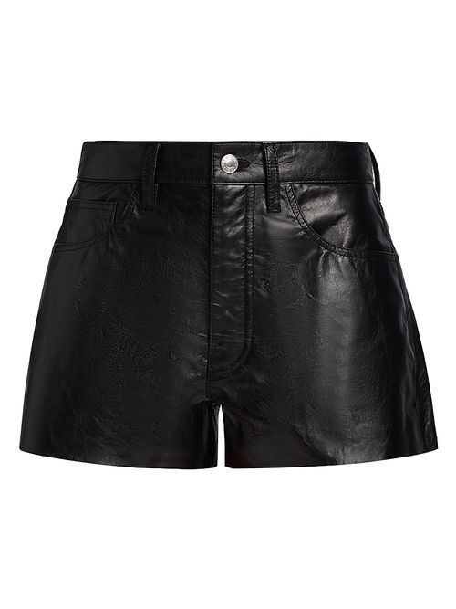 Women's Leather A-Frame Shorts - Black