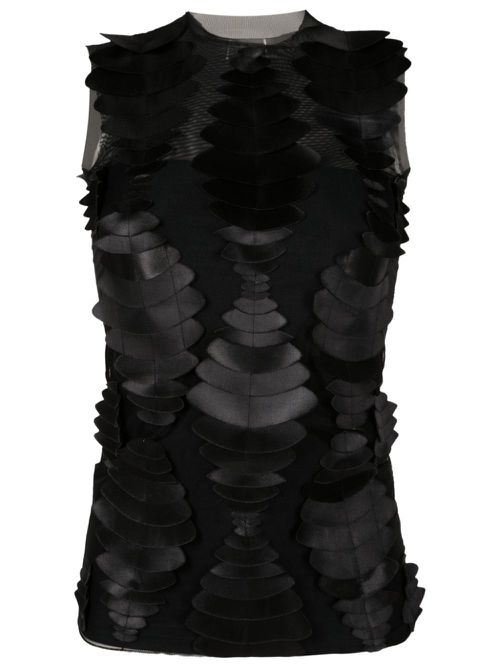 3D-detailing tulle tank top - Black
