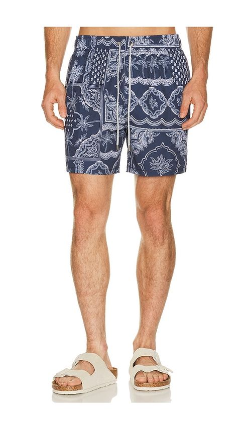 Vintage Summer 4 Way Stretch Volley Swim Trunk in Blue. M. Also in S, L, XL/1X, XXL/2X