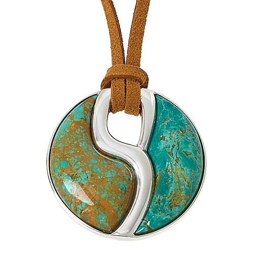Mine Finds by Jay King 여성 Sterling Silver Tyrone Turquoise Pendant with Suede Necklace