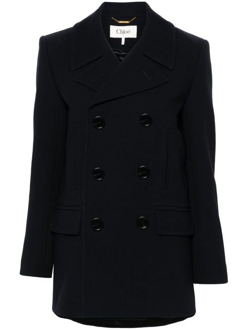 Double-breasted virgin wool coat - Blue