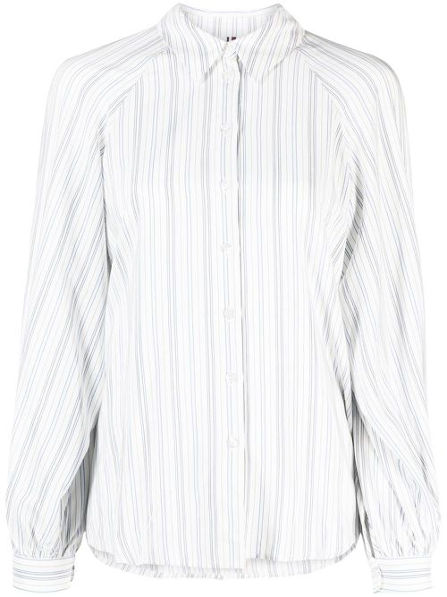 Viscose stripe raglan shirt - White
