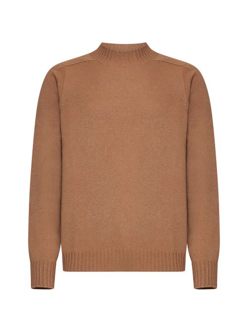 Virgin Wool Crew Neck Sweater — Brown