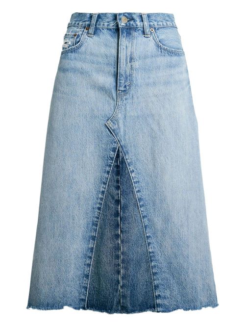 Patchwork denim midi skirt - Blue