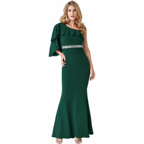 Goddiva Off The Shoulder Flair Maxi Dress - Emerald
