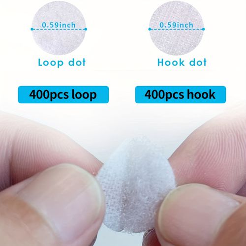 TEMU Self Adhesive Dots, 800pcs 400 Pair 0.59 Inch Diameter Strong Self Adhesive Dots For Classroom Nylon Sticky Back Hook Loop Strips, Dot
