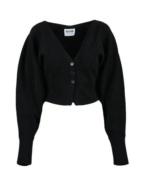 Black Viscose Polyester Short Cardigan