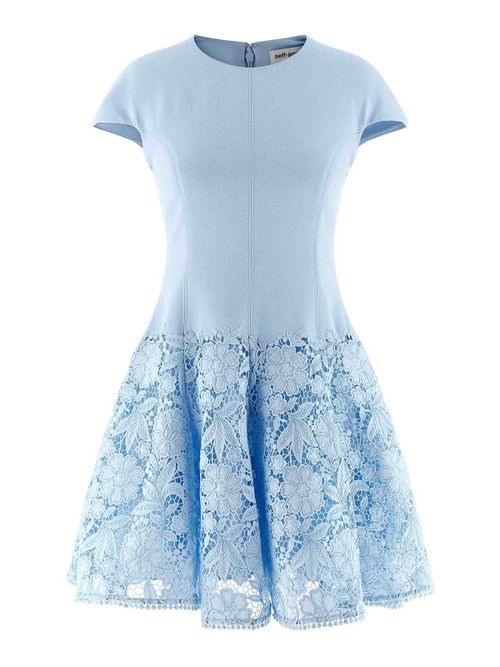 Blue Crepe Lace Dress