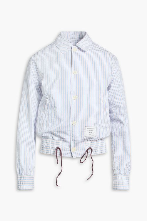 Striped cotton-seersucker shirt - Blue - 4