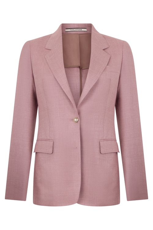 Single-Breasted Slim-Fit Viscose Blend Blazer with Classic Collar and Pockets