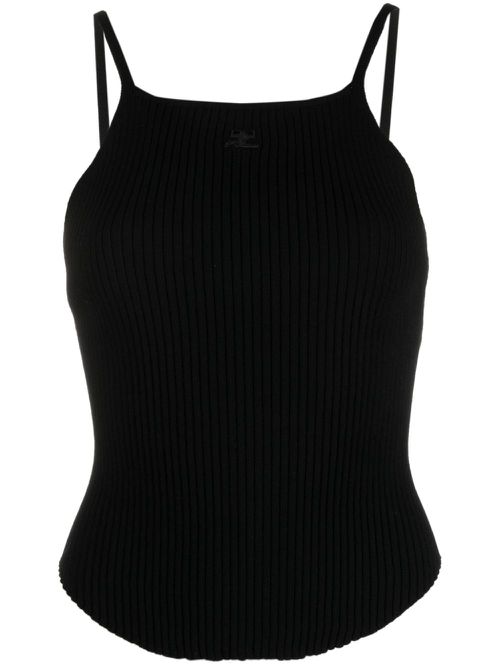 90's logo-embroidered ribbed-knit top - Black