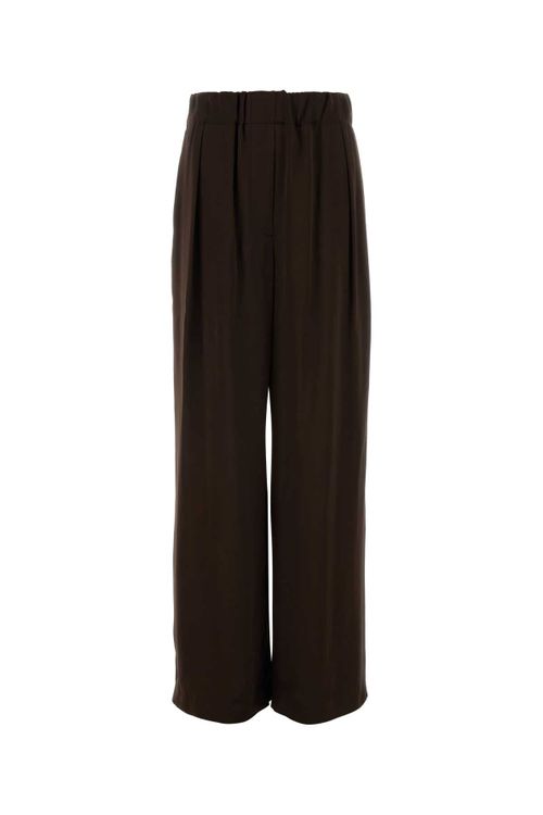 Satin Wide-Leg Trousers — Plum
