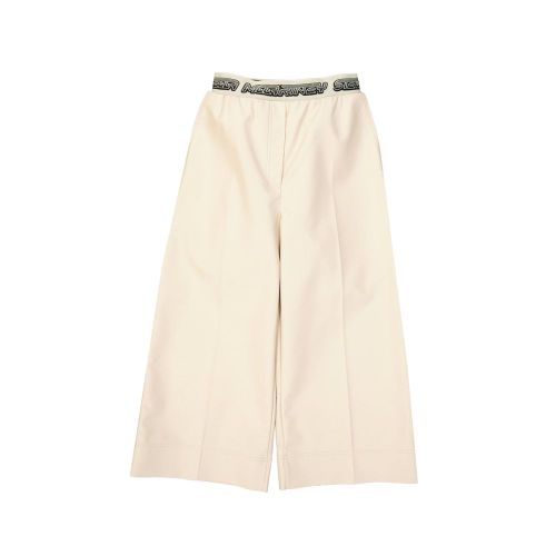 Viscose Cropped Trousers — Beige